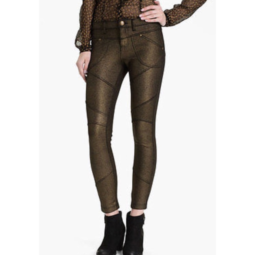 Free People Metallic Moto Pants